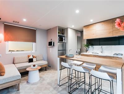 Hütte Mobilheim zu vermieten 3 Schlafzimmer Camping Kost Ar Moor Fouesnant Bretagne