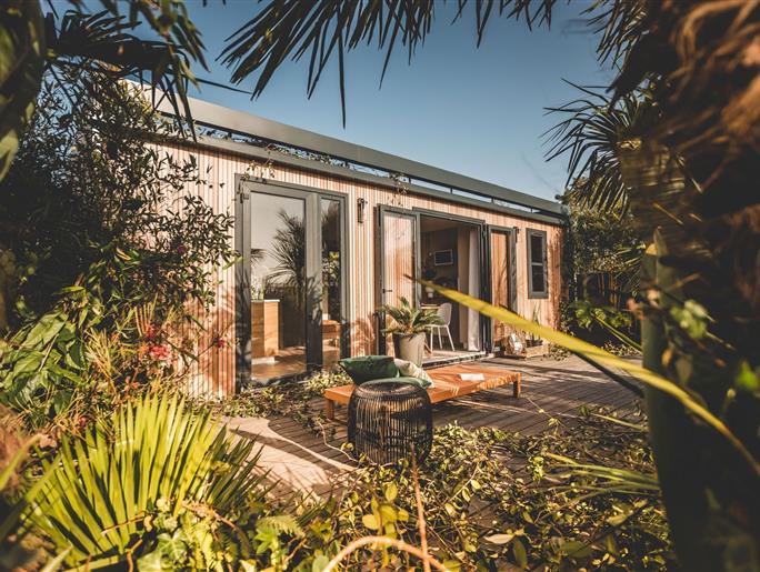 Hütte mobilheim zu vermieten premium gartenseite campingplatz Kost Ar Moor fouesnant bretagne