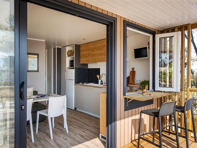 Panorama Cottage Mobilheim mieten Premium Camping Kost Ar Moor Fouesnant Bretagne