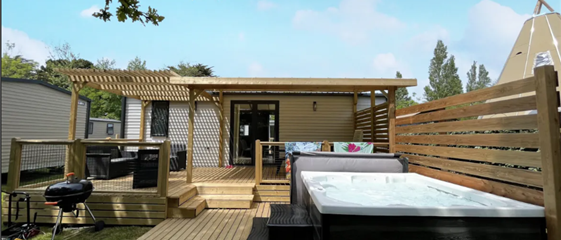 Mobilheim Cottage zu vermieten 3 Schlafzimmer Whirlpool Spa Campingplatz Kost Ar Moor Fouesnant Bretagne - Camping Kost Ar Moor - Fouesnant