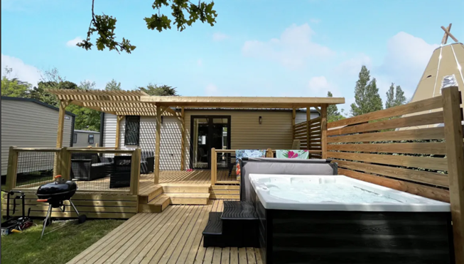 Mobilheim Cottage zu vermieten 3 Schlafzimmer Whirlpool Spa Campingplatz Kost Ar Moor Fouesnant Bretagne - Camping Kost Ar Moor - Fouesnant