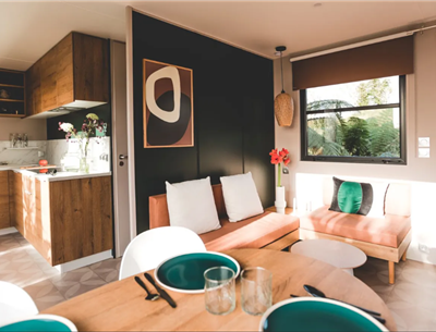 Hütte mobilheim zu vermieten premium gartenseite campingplatz Kost Ar Moor fouesnant bretagne
