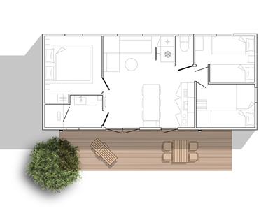 Hütte Mobilheim zu vermieten 3 Schlafzimmer Camping Kost Ar Moor Fouesnant Bretagne