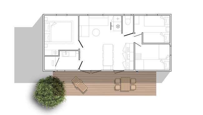 Hütte Mobilheim zu vermieten 3 Schlafzimmer Camping Kost Ar Moor Fouesnant Bretagne