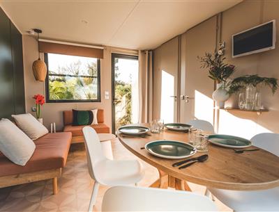 Hütte mobilheim zu vermieten premium gartenseite campingplatz Kost Ar Moor fouesnant bretagne