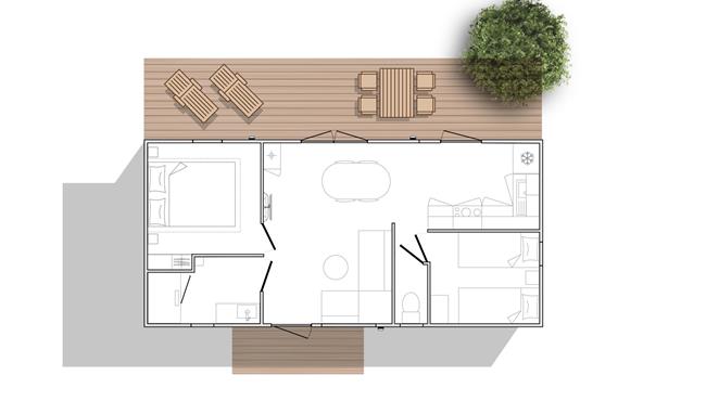 Hütte mobilheim zu vermieten premium gartenseite campingplatz Kost Ar Moor fouesnant bretagne