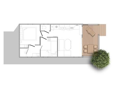 Panorama Cottage Mobilheim mieten Premium Camping Kost Ar Moor Fouesnant Bretagne