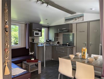 Mobilheim Cottage zu vermieten 3 Schlafzimmer Whirlpool Spa Campingplatz Kost Ar Moor Fouesnant Bretagne
