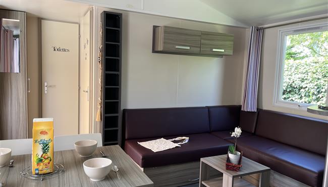 Mobilheim Cottage zu vermieten 3 Schlafzimmer Whirlpool Spa Campingplatz Kost Ar Moor Fouesnant Bretagne