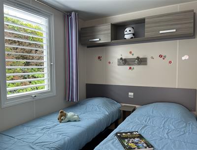 Mobilheim Cottage zu vermieten 3 Schlafzimmer Whirlpool Spa Campingplatz Kost Ar Moor Fouesnant Bretagne