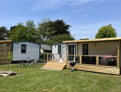 Hütte Mobilheim zu vermieten 3 Schlafzimmer Camping Kost Ar Moor Fouesnant Bretagne