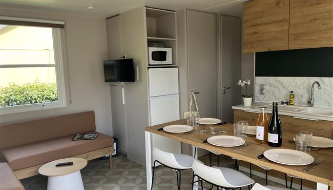 Hütte Mobilheim zu vermieten 3 Schlafzimmer Camping Kost Ar Moor Fouesnant Bretagne