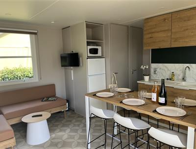 Hütte Mobilheim zu vermieten 3 Schlafzimmer Camping Kost Ar Moor Fouesnant Bretagne
